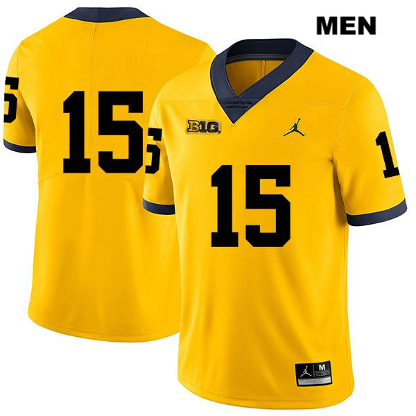 Men's NCAA Michigan Wolverines Giles Jackson #15 No Name Yellow Jordan Brand Authentic Stitched Legend Football College Jersey NL25U51KH
